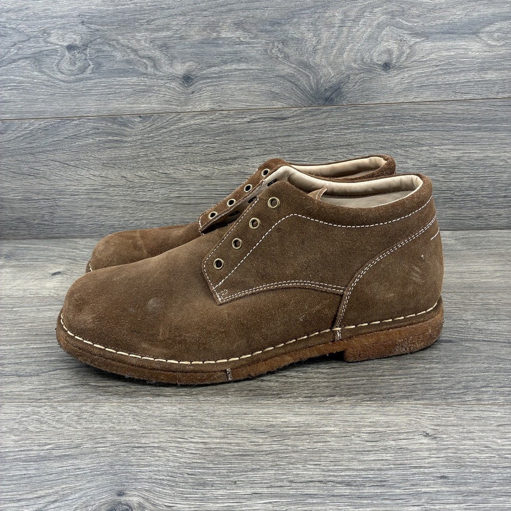 Crew Bryan Shoes Mens Size 10.5 Wide Brown Suede Leather Oxford Work Casual P492